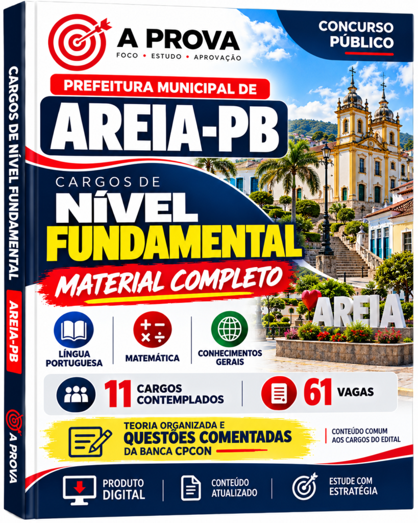 Capa Cargos de Nível Fundamental — Prefeitura Municipal de Areia-PB — A PROVA