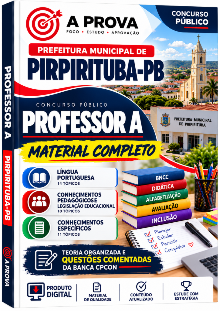Capa Professor A — Material Completo — Prefeitura Municipal de Pirpirituba-PB — A PROVA